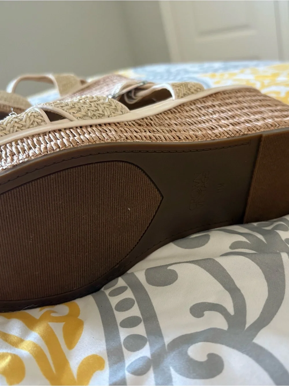 Crown Vintage Cream Braided Wedge Sandals